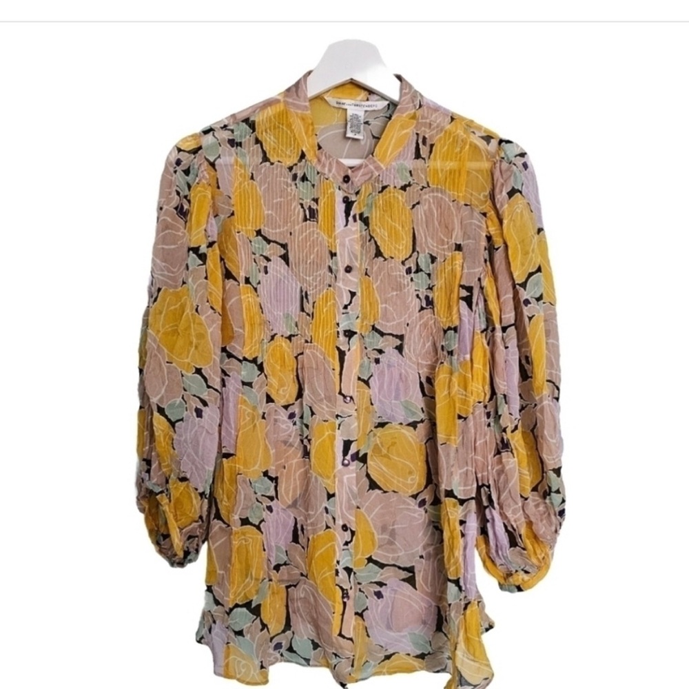 DVF silk “Ortega” Balloon Sleeve Blouse
